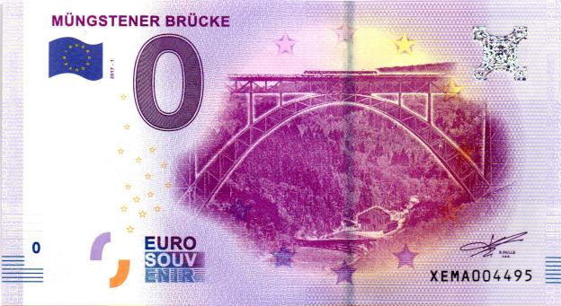 0 Euro Souvenir Note 2017 Germany XEMA - Müngstener Brücke