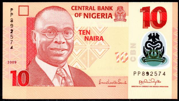 Banknote Nigeria  ₦ 10 Naira, 2009, Polymer, P-39,  UNC