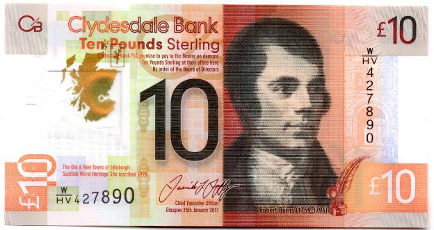 Banknote of Scotland 10 Pound 2017 (Clydesdale Bank)