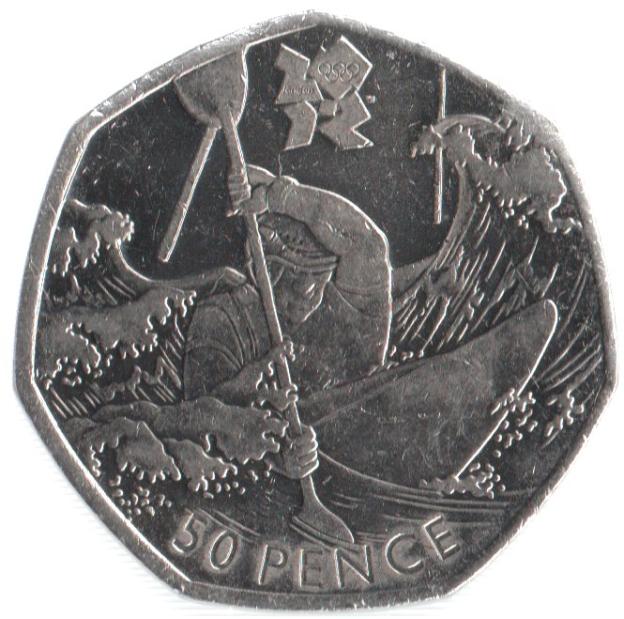 50 Pence Commemorative United Kingdom 2011 - Canoeing
