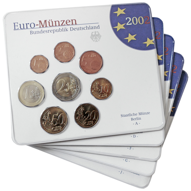 Euro Coin Set Brilliant Uncirculated (BU) - Germany 2002 (A-J)