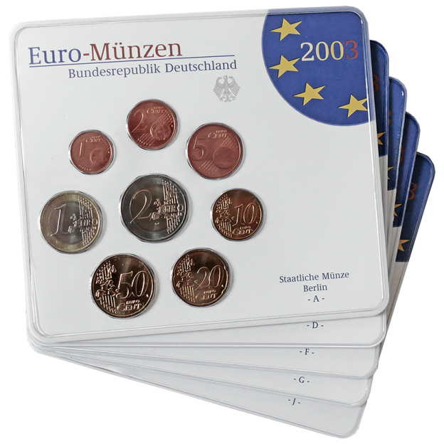 Euro Coin Set Brilliant Uncirculated (BU) - Germany 2003 (A-J)