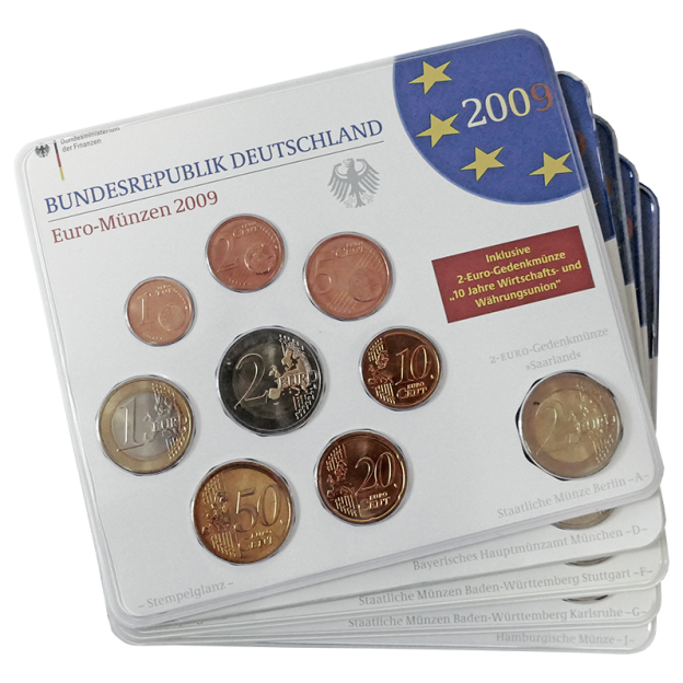 Euro Coin Set Brilliant Uncirculated (BU) - Germany 2009 (A-J)