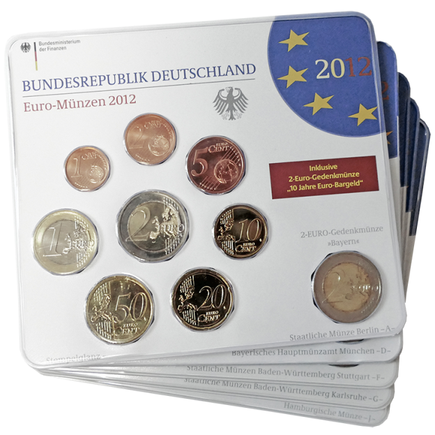 Euro Coin Set Brilliant Uncirculated (BU) - Germany 2012 (A-J)