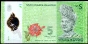 Banknote Malaysia  $ 5 Rm, Ringgit, Rhinoceros Hornbill, State Bird, Polymer, 2011, P-52,  UNC