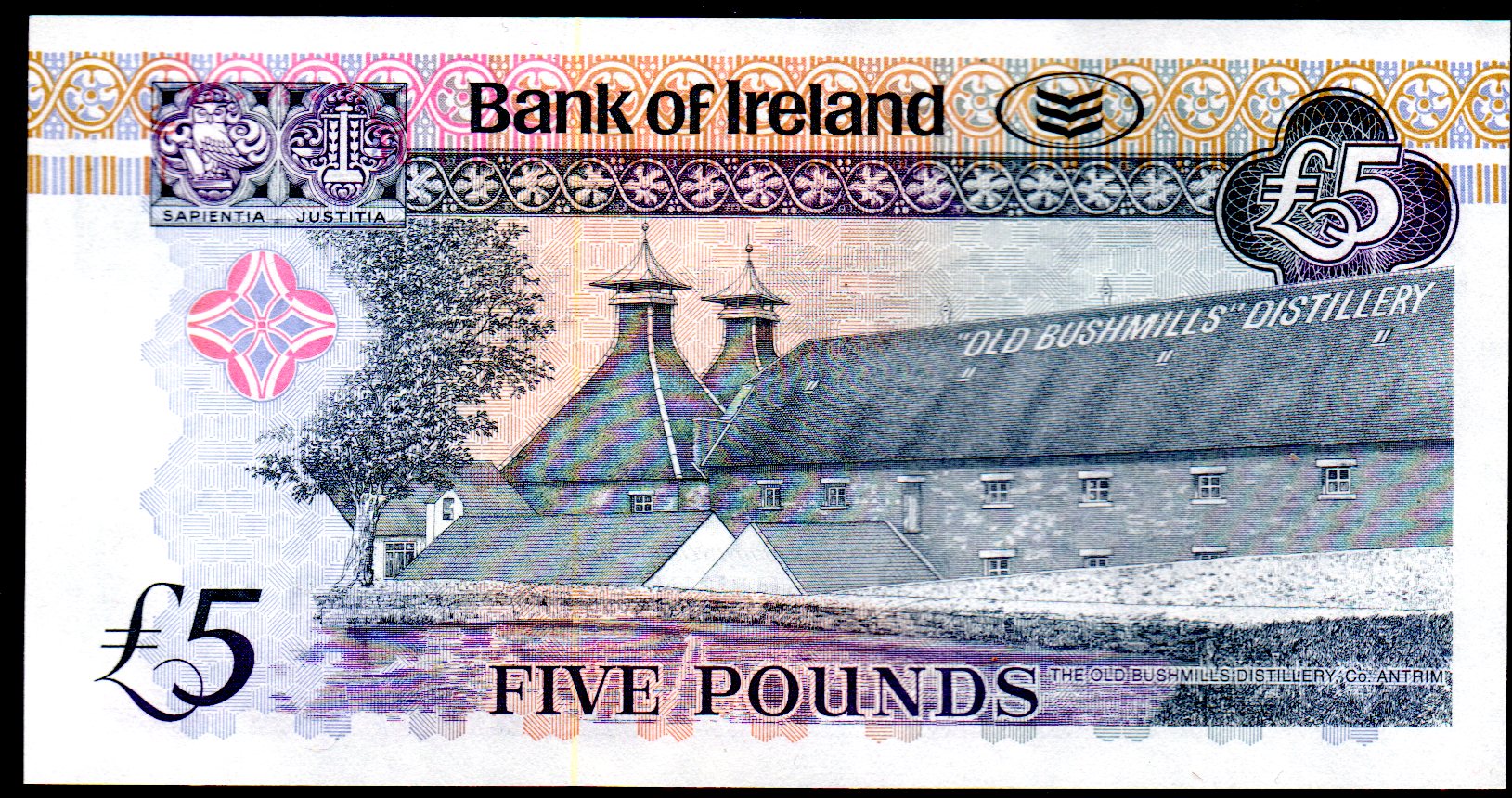 Billet Irlande du Nord, 5 Livre, 2008, commémorative, P-83, Bushmills Distillery, NEUF