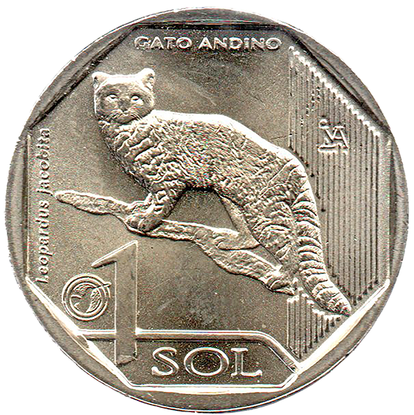 ANDEAN CAT  1 SOL 2019 ROLL =20 COIN # 9  WILD FAUNA PERU UNC GATO ANDINO 