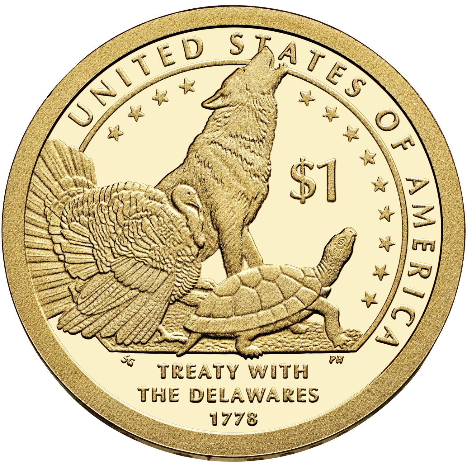 1 Dollar Commémorative des Etats-Unis 2013 - Traité avec les Delawares, 1778