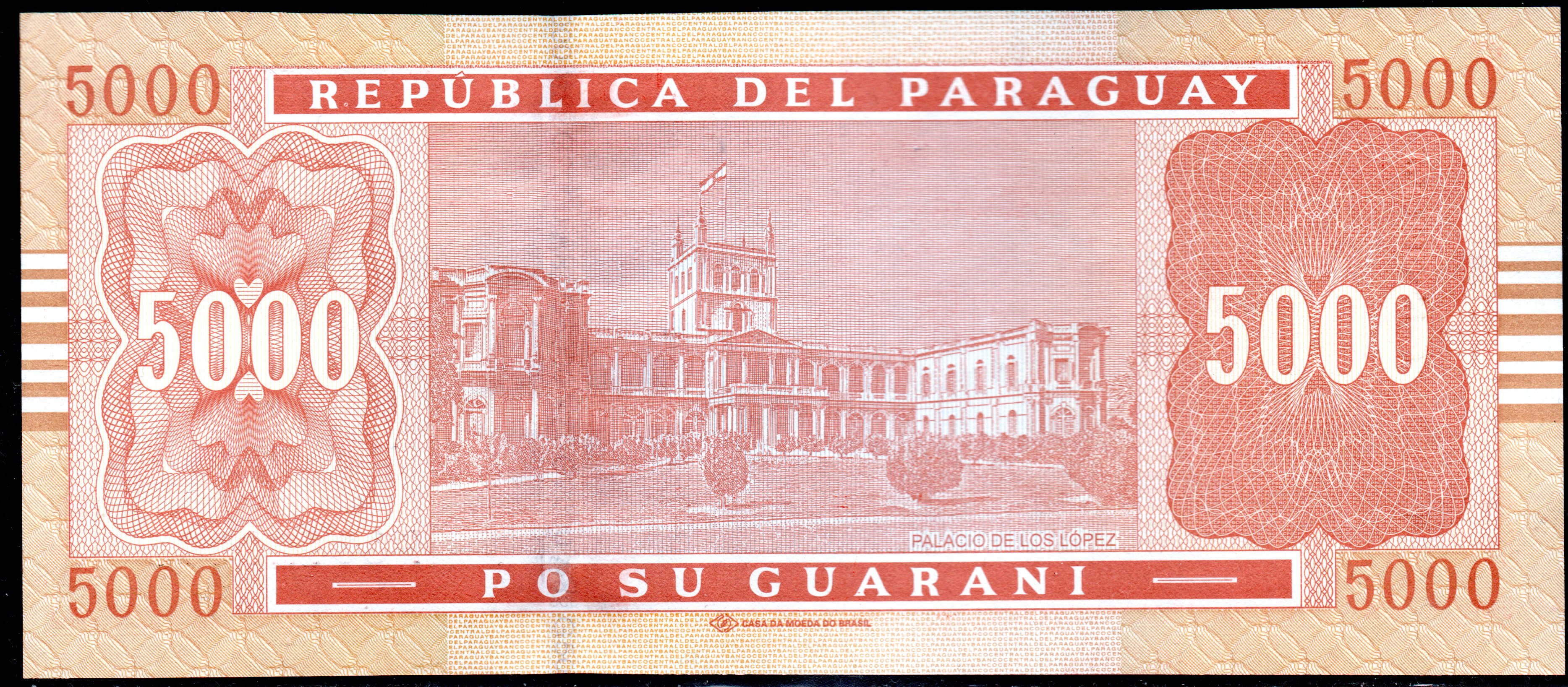 Banknote Paraguay  Gs. 5000 Guaranies, 2010, P-223 UNC