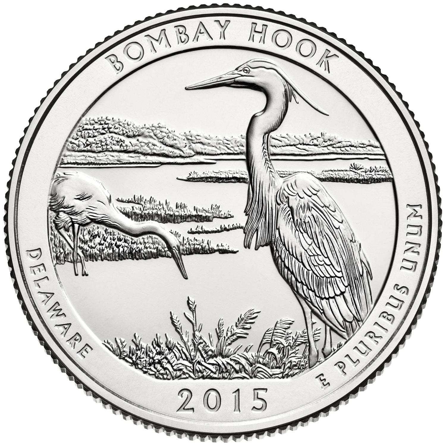 Quarter Dollar Commémorative des Etats-Unis 2015 - Bombay Hook Wildlife Refuge
