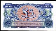 Banknoten Großbritannien Bewaffnete Kräfte, £ 5 Pfund, 1948, MILITÄR, AUNC
