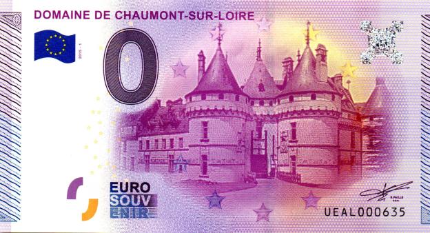Billet Souvenir 0 Euro 2015 France UEAL - Domaine de Chaumont-sur-Loire