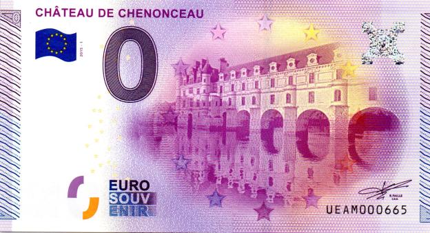 Billet Souvenir 0 Euro 2015 France UEAM - Château de Chenonceau