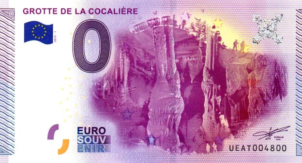 Billet Souvenir 0 Euro 2015 France UEAT - Grotte de la Cocalière