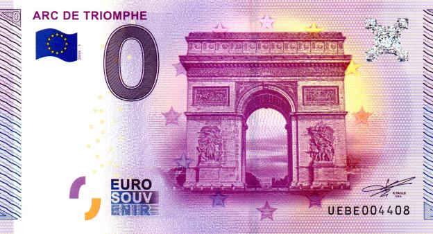 Billet Souvenir 0 Euro 2015 France UEBE - Arc de Triomphe