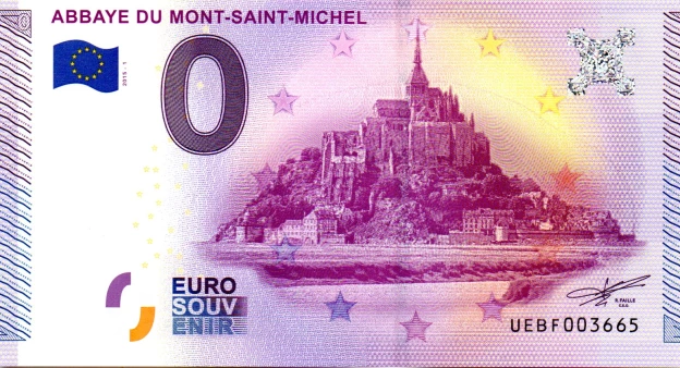 Billet Souvenir 0 Euro 2015 France UEBF - Abbaye du Mont-Saint-Michel