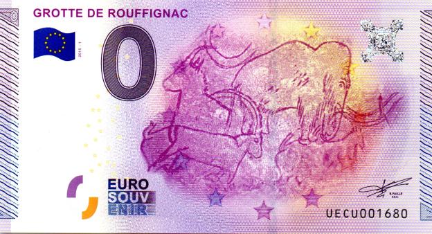 Billet Souvenir 0 Euro 2015 France UECU - Grotte de Rouffignac