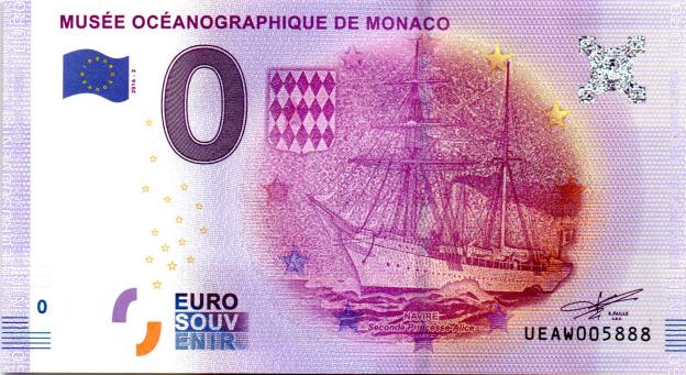 Billet Souvenir 0 Euro 2016 Monaco UEAW - Musée Océanographique de Monaco