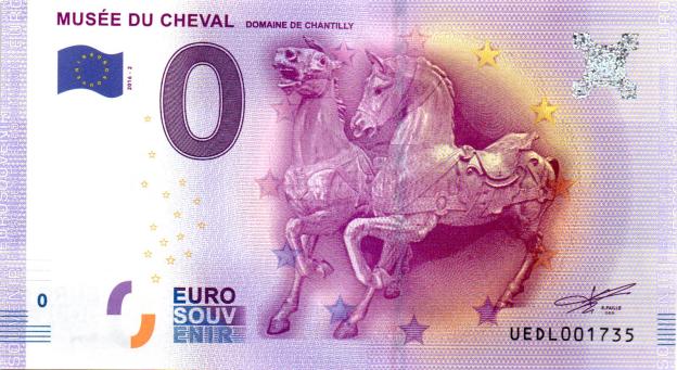 Billet Souvenir 0 Euro 2016 France UEDL - Musée du Cheval