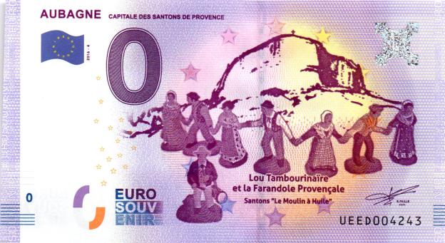 Billet Souvenir 0 Euro 2016 France UEED - Aubagne