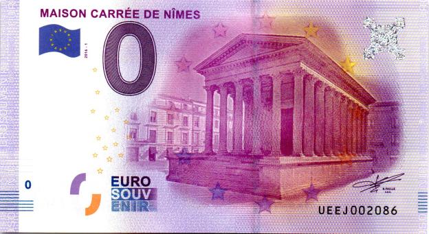 Billet Souvenir 0 Euro 2016 France UEEJ - Maison Carrée de Nîmes