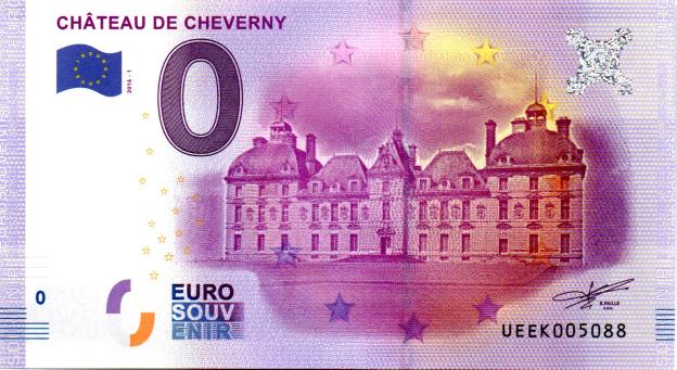 Billet Souvenir 0 Euro 2016 France UEEK - Château de Cheverny