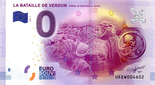 Billet Souvenir 0 Euro 2016 France UEEW - La Bataille de Verdun