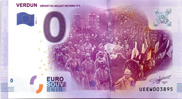 Billet Souvenir 0 Euro 2016 France UEEW - Verdun