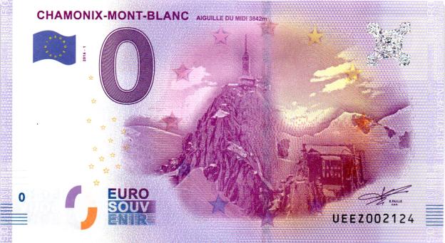 Billet Souvenir 0 Euro 2016 France UEEZ - Chamonix-Mont-Blanc