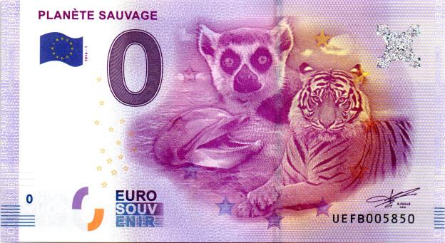 Billet Souvenir 0 Euro 2016 France UEFB - Planète Sauvage