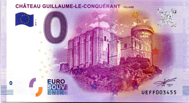 Billet Souvenir 0 Euro 2016 France UEFF - Château Guillaume-le-Conquérant