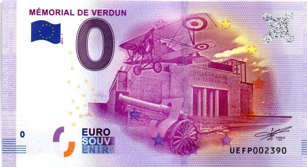Billet Souvenir 0 Euro 2016 France UEFP - Mémorial de Verdun
