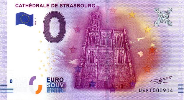 Billet Souvenir 0 Euro 2016 France UEFT - Cathédrale de Strasbourg