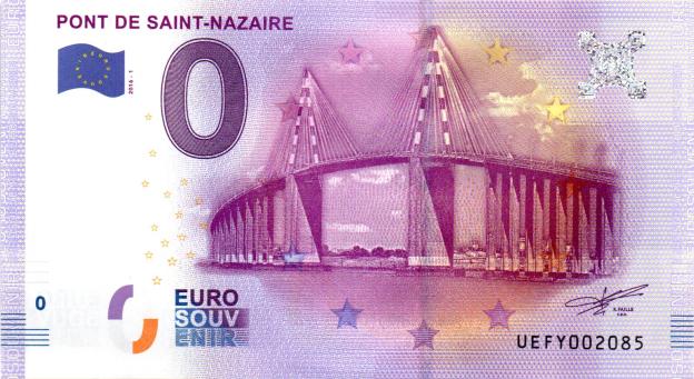 Billet Souvenir 0 Euro 2016 France UEFY - Pont de Saint-Nazaire