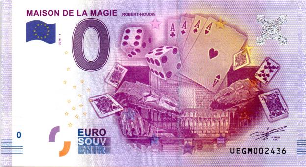 Billet Souvenir 0 Euro 2016 France UEGM - Maison de la Magie