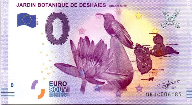Billet Souvenir 0 Euro 2016 France UEJC - Jardin Botanique de Deshaies