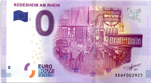 Billet Souvenir 0 Euro 2016 Allemagne XEHF - Rüdesheim am Rhein