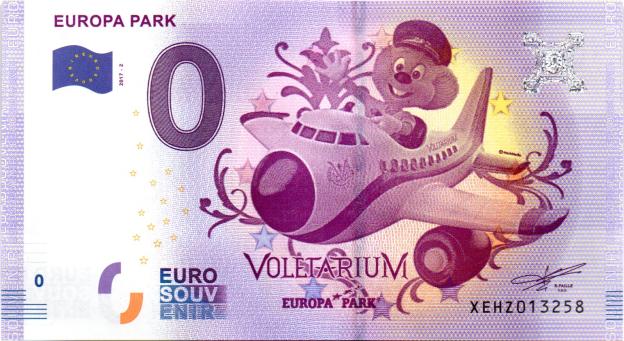 Billet Souvenir 0 Euro 2017 Allemagne XEHZ-2 - Europa Park, Voletarium