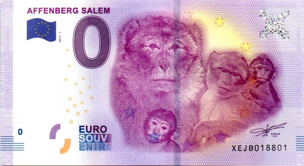 Billet Souvenir 0 Euro 2017 Allemagne XEJB - Affenberg Salem
