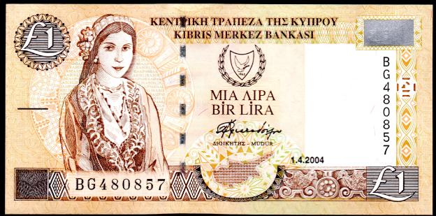 Billet de Chypre  £ 1 Livre (CYP), 2004, P-60, UNC / NEUF