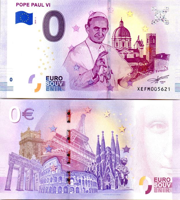 Billet Euro Souvenir 2019 XEFM - Pope Paul VI