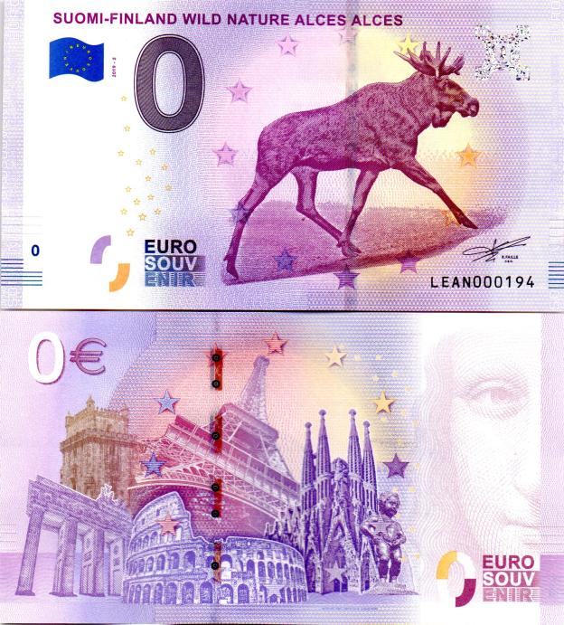 Billet Euro Souvenir 2019 LEAN - Suomi- Finland, Wild Nature Alces Alces