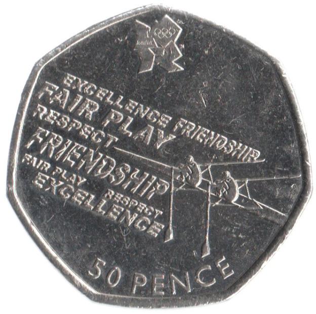 50 Pence Commémorative de Royaume-Uni 2011 - Aviron