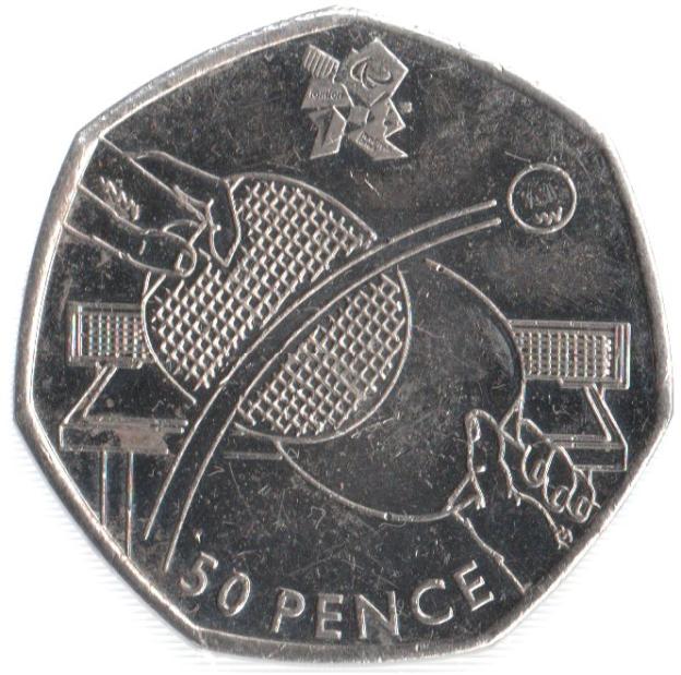 50 Pence Commémorative de Royaume-Uni 2011 - Tennis de Table