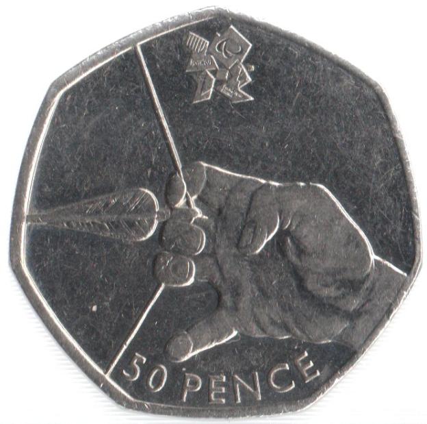 50 Pence Commémorative de Royaume-Uni 2011 - Tir à l'Arc