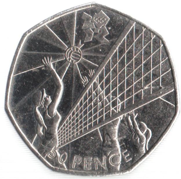 50 Pence Commémorative de Royaume-Uni 2011 - Volleyball