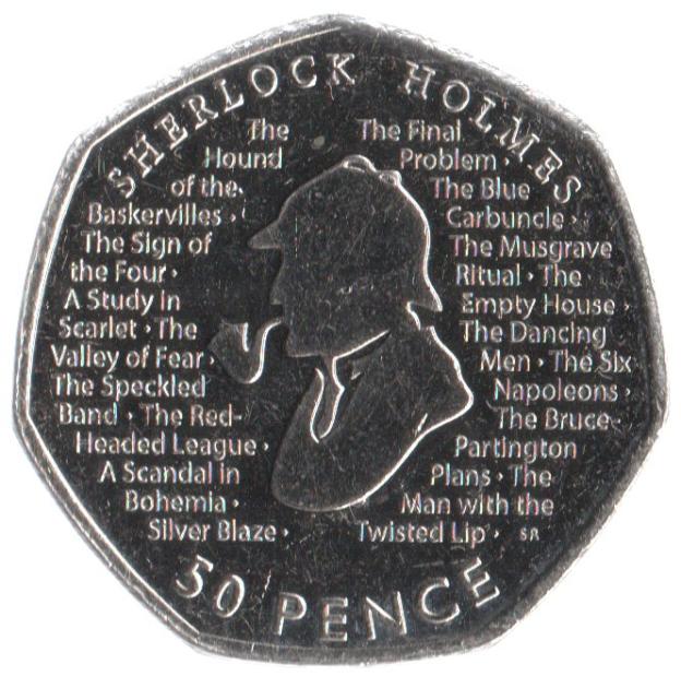 50 Pence Commémorative de Royaume-Uni 2019 - Sherlock Holmes