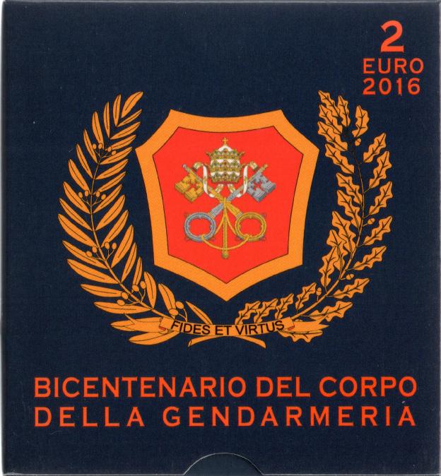 2 Euro Commémorative de Vatican 2016 BE - Corps de Gendarmerie