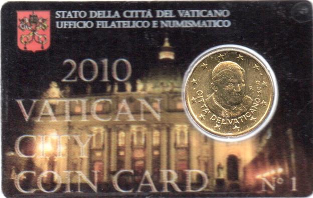50 Cent Euro de Vatican 2010 Coin Card
