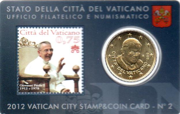 50 Cent Euro de Vatican 2012 Coin Card avec Timbre